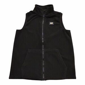 CAT Caterpillar Black Fleece Zip Vest Youth M 10/12‎ Workwear